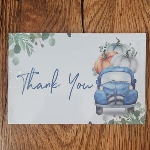 Thank You Card with Blue Truck and Pumpkins
